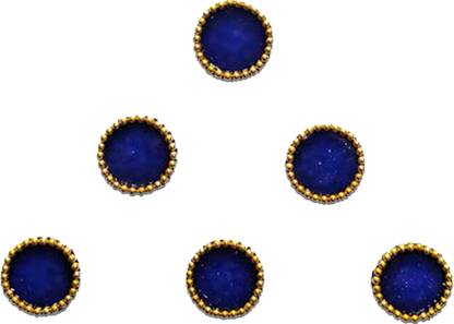 Comet Busters Round Velvet Blue Bindi With Golden Border (8 mm) (BV376) Forehead Blue Bindis