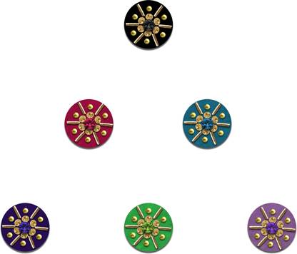 Comet Busters Fancy Round Velvet Bindis for Women Forehead Multicolor Bindis
