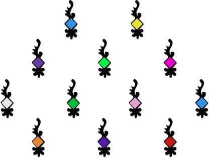 Comet Busters Fancy Black Bindi with Multicolored Squares (BV407) Forehead Black Bindis