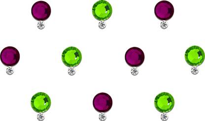Comet Busters Beautiful Swarovski Green and Pink Crystal Bindi (BV541) Forehead Multicolor Bindis