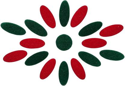 Comet Busters Handcrafted Green and Red Velvet Oval Bindis (BV1877) (11 mm) Forehead Multicolor Bindis