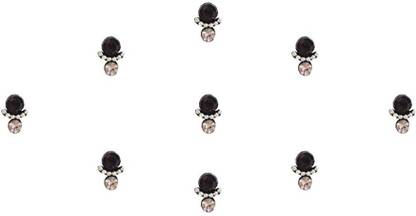 Comet Busters Fancy Round Black Stone Bindi With Silver Stone (BIN891) Forehead Black Bindis