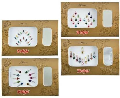 QUBIX New-FB59Best Bindi Combo Pack 10 forehead Multicolor Bindis