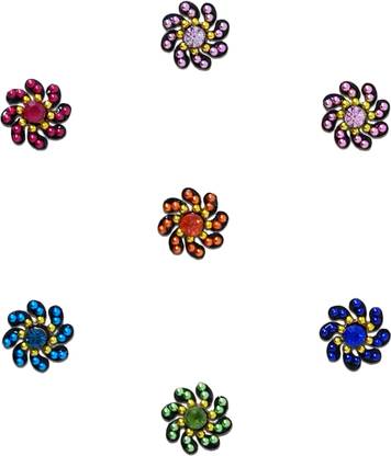 Comet Busters Fancy Round Bindis With Colorful Stone and Beads (BV1116) Forehead Multicolor Bindis
