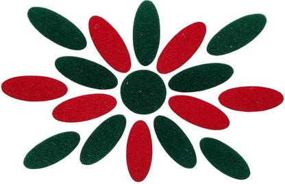 Comet Busters Handcrafted Green and Red Velvet Oval Bindis (BV1886) (13 mm) Forehead Multicolor Bindis