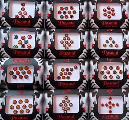 QUBIX Woman Best Bindi Combo Pack 12 Small Stone Multi color woman Multicolor Bindis FOR HAED Multicolor Bindis