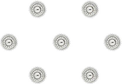Comet Busters Beautiful Silver Round Bindi With Silver Beads Border (8mm) (BV1675) Forehead Silver Bindis