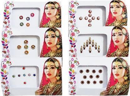 QUBIX New Kumkum bhagya woman best bindi combo pack 15 Stone Multicolor Bindis