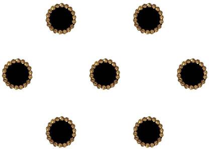 Comet Busters Black Round Velvet Bindi With Gold Stone Border (10mm) (BV1655) Forehead Black Bindis
