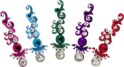Comet Busters Long Multicolor Bridal Bindi For Women (BV096) Forehead Multicolor Bindis
