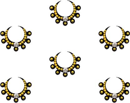 Comet Busters Black Moon Bindis With Gold Beads (BV1366) Forehead Black Bindis