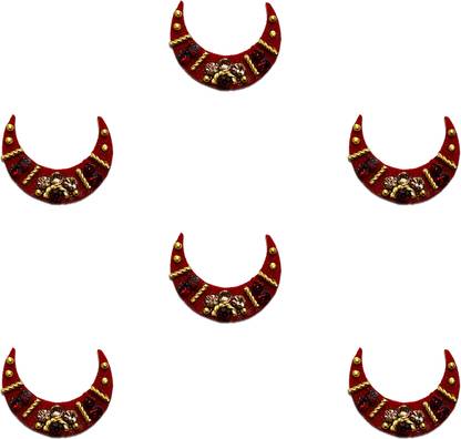 Comet Busters Handcrafted Fancy Maroon Moon Bindis Forehead Maroon Bindis