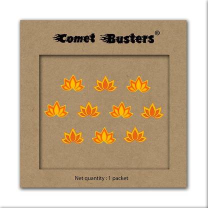 Comet Busters Handcrafted Orange and Yellow Floral Lotus Bindis (BV1945) Forehead Multicolor Bindis