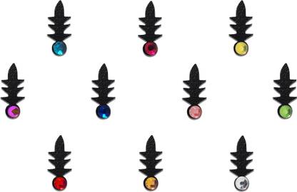 Comet Busters Fancy Black Bindi With Multicolored Stones (BV649) Forehead Black Bindis