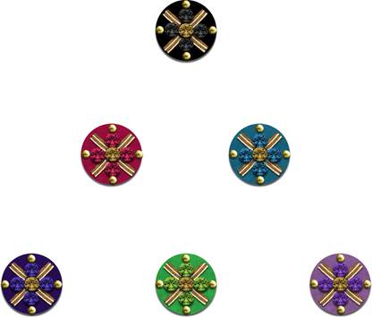 Comet Busters Fancy Round Velvet Bindis for Women Forehead Multicolor Bindis
