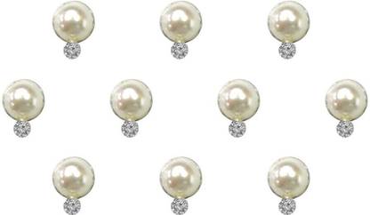 Comet Busters Beautiful Pearl Bindis With Single Stone (BIN1094) Forehead Silver Bindis