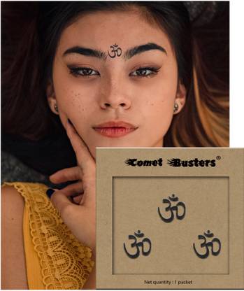 Comet Busters Traditional Om Black Bindi Sticker For Women (BV054) Forehead Black Bindis