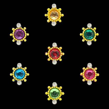 Comet Busters Fancy Multicolor Round Bindi With Stones (BIN1569) Forehead Multicolor Bindis