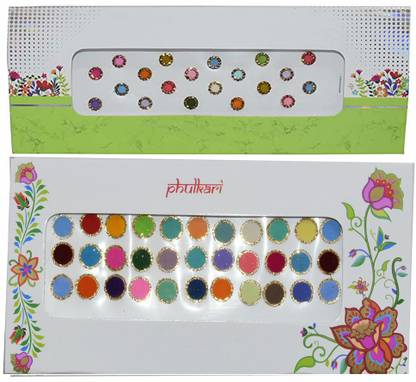 SAMELON Regular Round Multi Phulkari & Multi Stone Color Bindi (Set of 2) Women Multicolor Bindis