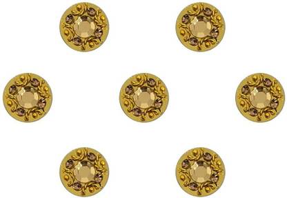 Comet Busters Handcrafted Beautiful Golden Bridal Round Bindi With Stone Work (9mm) (BV1662) Forehead Gold Bindis