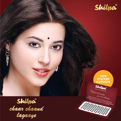 Shilpa Vive Sticker Kumkum Bindi (9, Black) (Box Contains 15 Packs) Forehead Black Bindis
