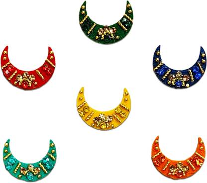 Comet Busters Handcrafted Fancy Multicolor Moon Bindis Forehead Multicolor Bindis