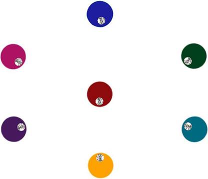 Comet Busters Multicolor Round Bindis With Silver Stone (9mm) (BIN1027) Forehead Multicolor Bindis