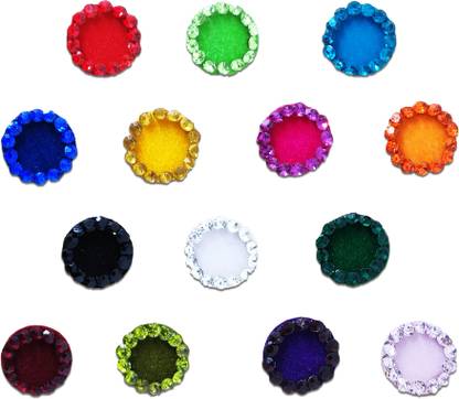 Comet Busters Round Multicolor Velvet Bindi With Stone Border (8 mm) (BV482) Forehead Multicolor Bindis