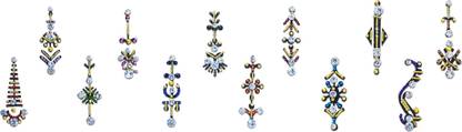 Comet Busters Beautiful Black Bindi With Multicolor Stones (BV311) Forehead Black Bindis