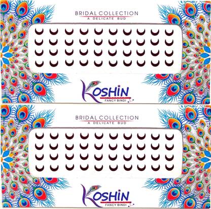 Koshin Dark Maroon Half Moon Medium Size Velvet Bindi For Girls Women Ladies Combo Forehead Maroon Bindis