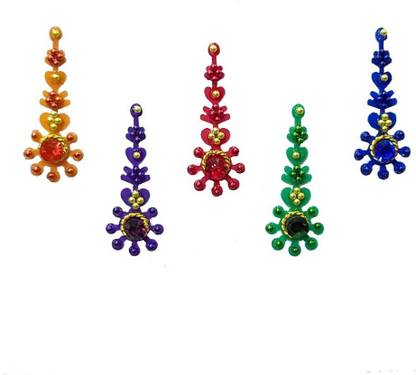 Comet Busters Multicolor Long Bindis With Stone Work (BV1101) Forehead Multicolor Bindis