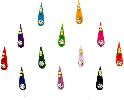 Comet Busters Handcrafted Small Multicolor Tilak Bindis With Stones (BV1833) Forehead Multicolor Bindis