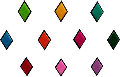 Comet Busters Multicolor Diamond Shaped Basic Bindis With Black Border (10 mm) (BV1307) Forehead Multicolor Bindis