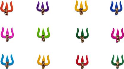 Comet Busters Fancy Multicolor Trishul Design Bindi With Stone Work (7cm) (BIN1142) Forehead Multicolor Bindis