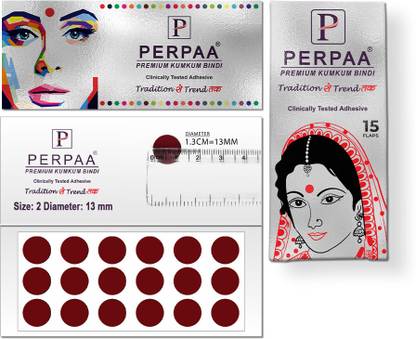 Perpaa Beauty Premium Kumkum Bindi – Light Maroon Round Velvet Sticker For Traditional & Daily Wear Maroon Bindis