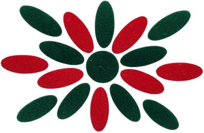 Comet Busters Handcrafted Green and Red Velvet Oval Bindis (BIN1886) (13 mm) Forehead Multicolor Bindis