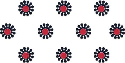 Comet Busters Round Fancy Maroon Bindi With Black Design (BV653) Forehead Black Bindis