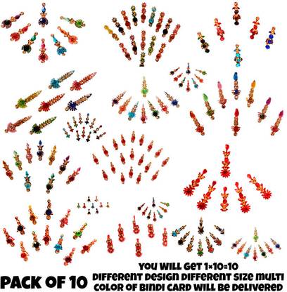 QUBIX Long Stone Bindi Forehead Multicolor Bindis Indian Traditional Designer Bindi FOR HEAD Multicolor Bindis