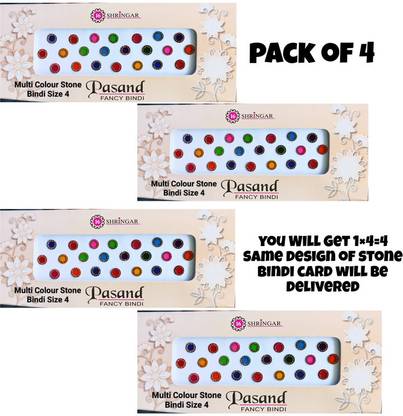 QUBIX Round Multi colour Medium stone Bindis Forehed Multicolor Bindis