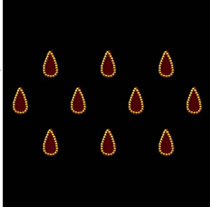 Comet Busters Traditional Maroon Tear Drop Bindis With Golden Border (10mm) (BIN1157) Forehead Maroon Bindis