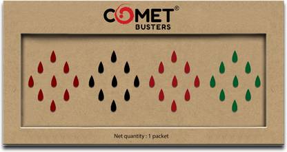 Comet Busters Maroon,Black, Red and Green Tear Drop Bindis (9mm) (BIN979) Forehead Maroon, Black, Red, Green Bindis