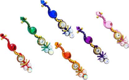 Comet Busters Long Party Wear Handcrafted Multicolor Bindi With Stone Work For Women (BV154) Forehead Multicolor Bindis