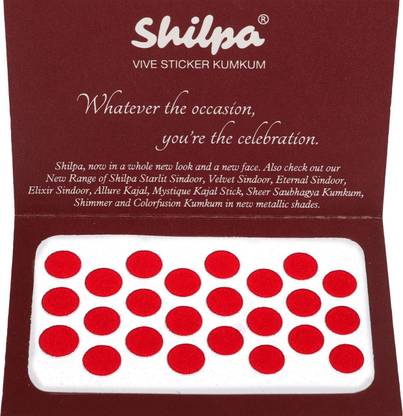 Shilpa Vive Sticker Kumkum Bindi (4, Red) (Box Contains 15 Packs) Forehead Red Bindis