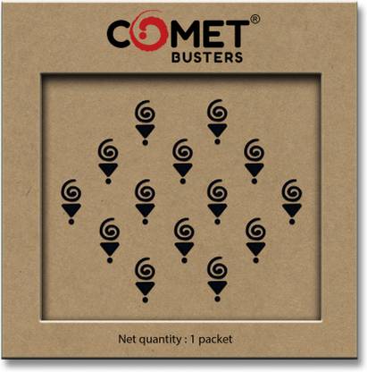 Comet Busters Handcrafted Abstract Black Designer Bindis FFor Women (BV2391) Forehead Black Bindis  (Bindis)