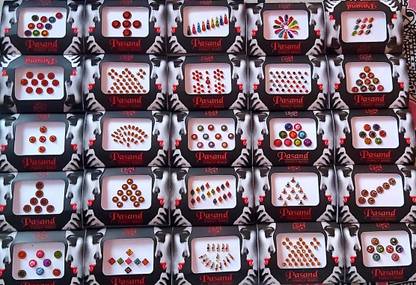 QUBIX Woman Best Bindi Combo Pack 10 flaps Multicolors FOR HEAD Multicolor Bindis