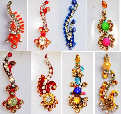 QUBIX Woman & Girls Best Bindi Combo Pack 12 Multi size & Multi Design Forehead Multicolor Bindis