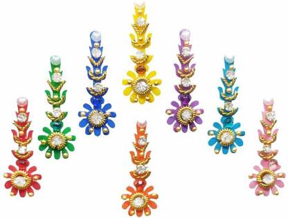 Comet Busters Long Multicolor Bridal Bindi For Women (BV171) Forehead Multicolor Bindis
