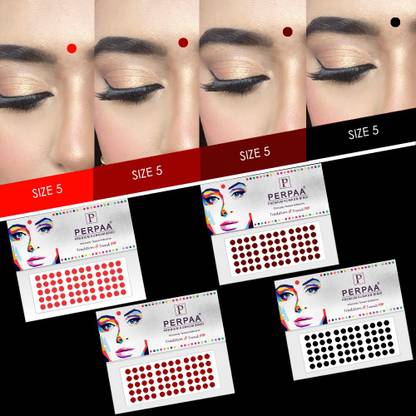 Perpaa Multi Colour Bindi Pack of 8 Flaps Size 5 Diameter 6mm Forehead Multicolor Bindis