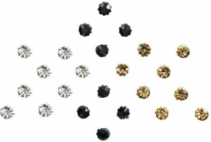 Comet Busters Fancy Black Golden and Silver Diamond Dot Bindi For Women (BV099) Forehead Multicolor Bindis