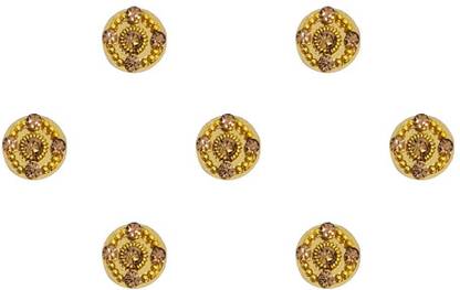 Comet Busters Handcrafted Beautiful Golden Bridal Round Bindi With Stone Work (9mm) (BV1663) Forehead Gold Bindis